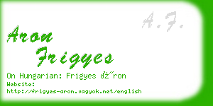 aron frigyes business card